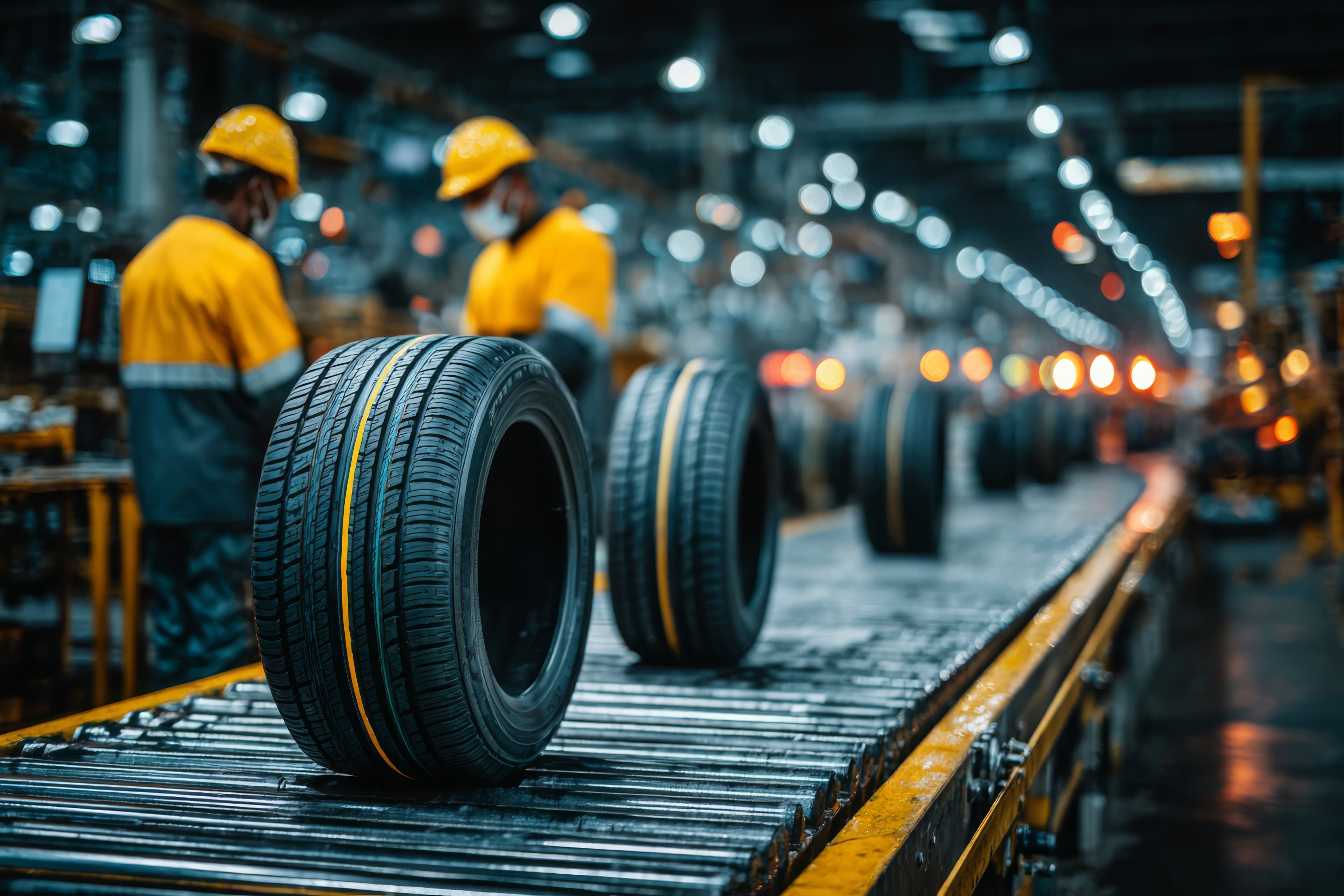 Workers on a manufacturing production floor